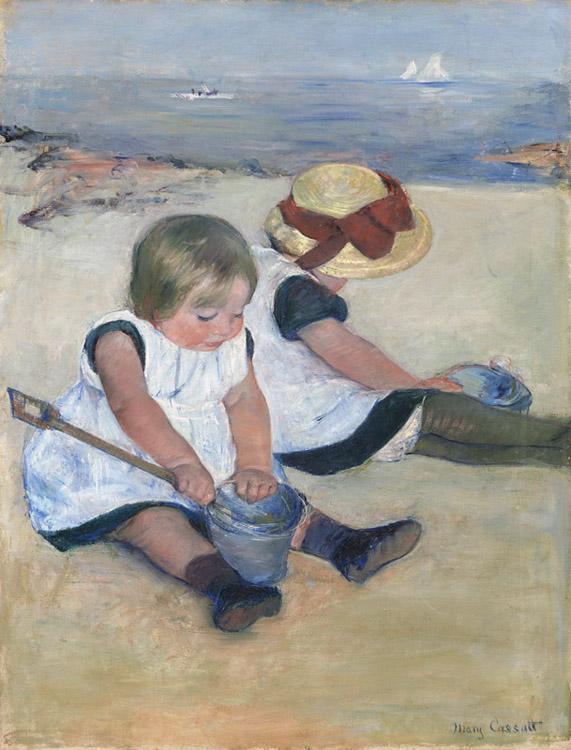 Mary Cassatt Two Children on the Beach (mk09) oil painting picture
